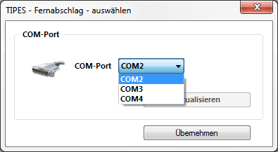 TIPES Fernabschlag - COM-Port auswählen